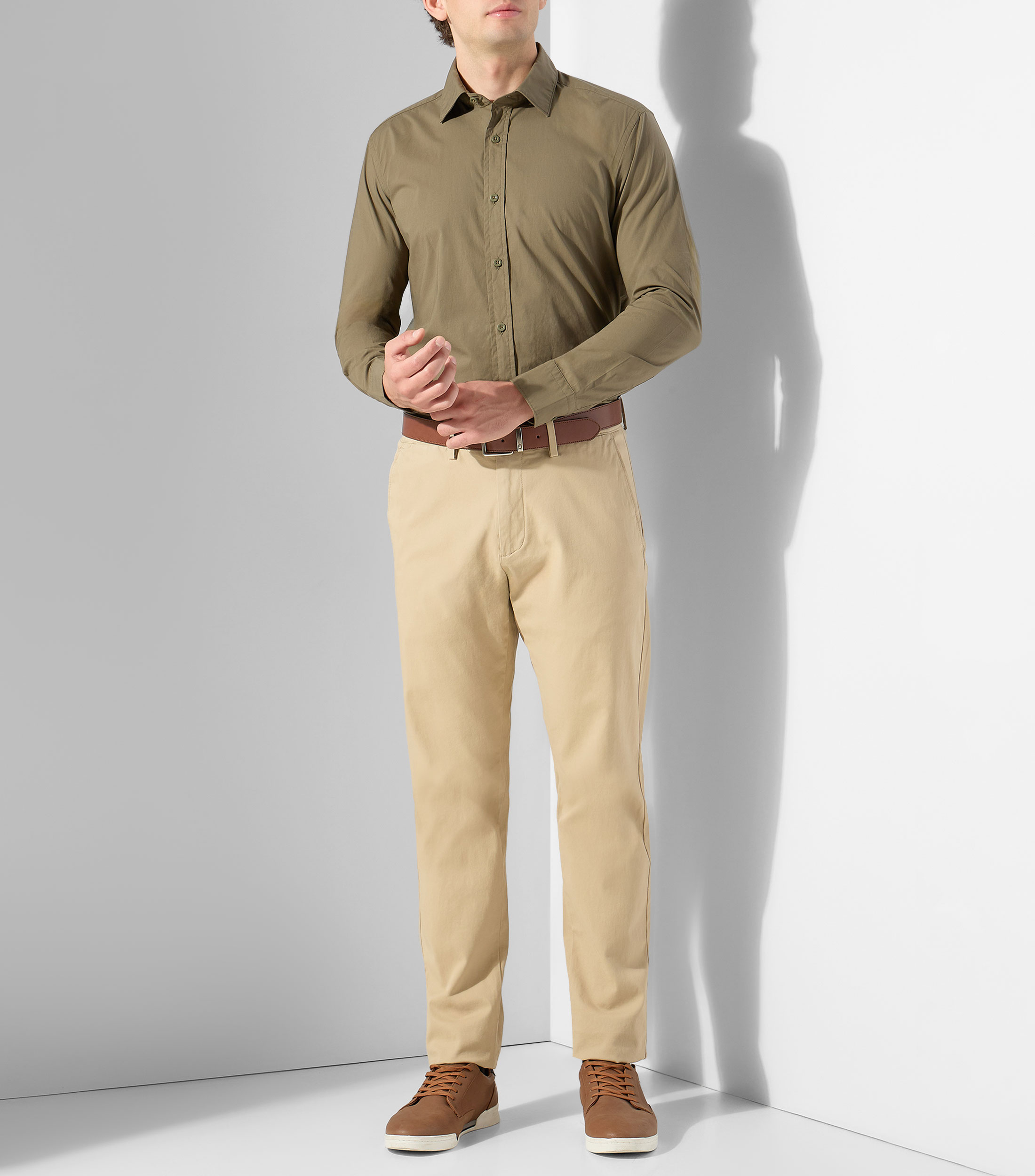 Camisa lisa manga larga Hombre